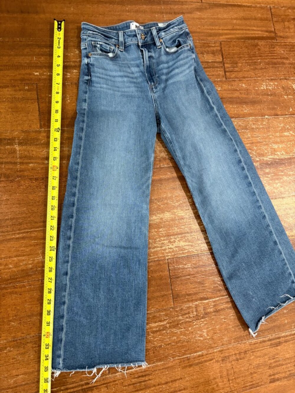 PAIGE Light Wash Straight Leg Jeans 26 Distressed Raw Frayed Hem